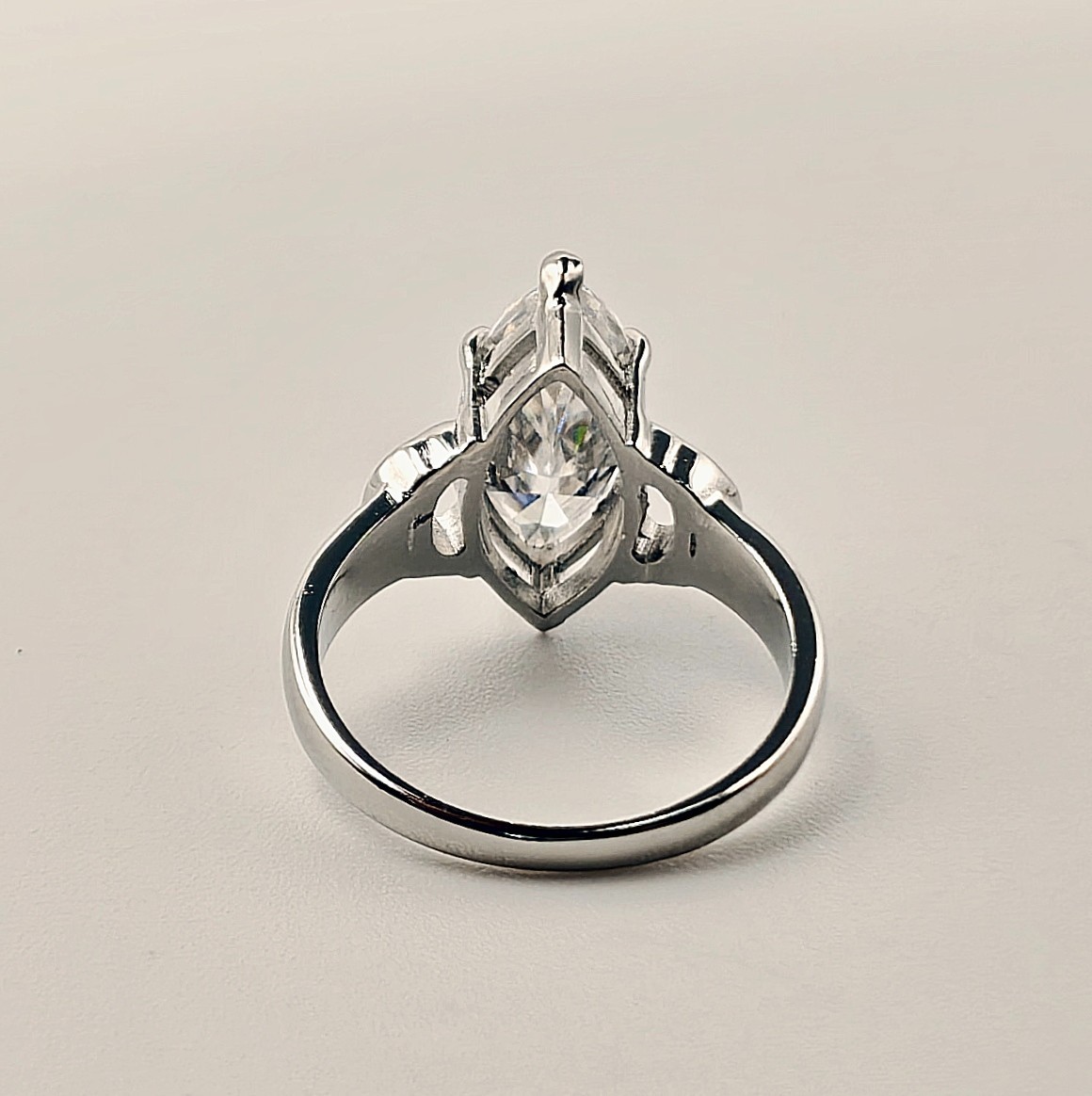 Rare 2.75 Ct Marquise Cut Certified Treated White Diamond Ring In 925 Silver
