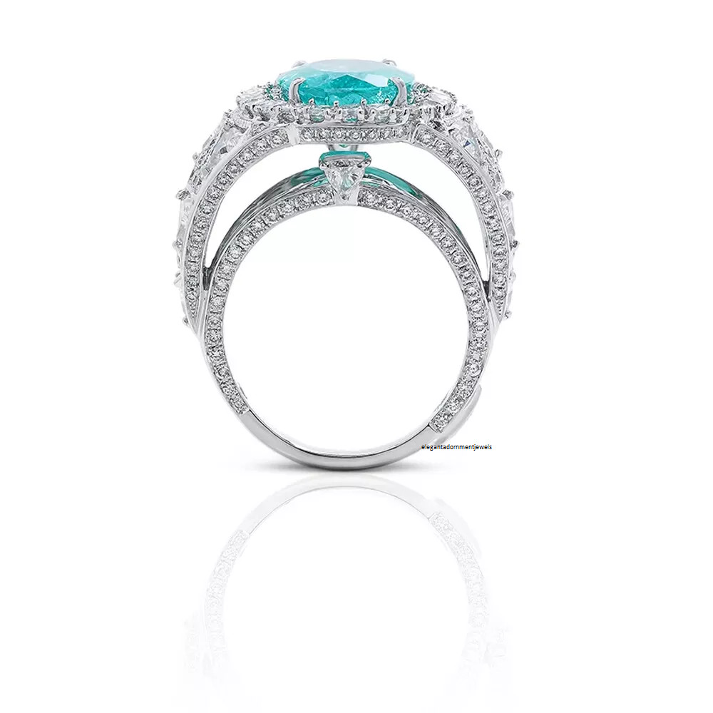 Oval Shape 6.69CT Oval Diamond With 4.33CT Sparkling CZ Handmade Beautiful Ring
