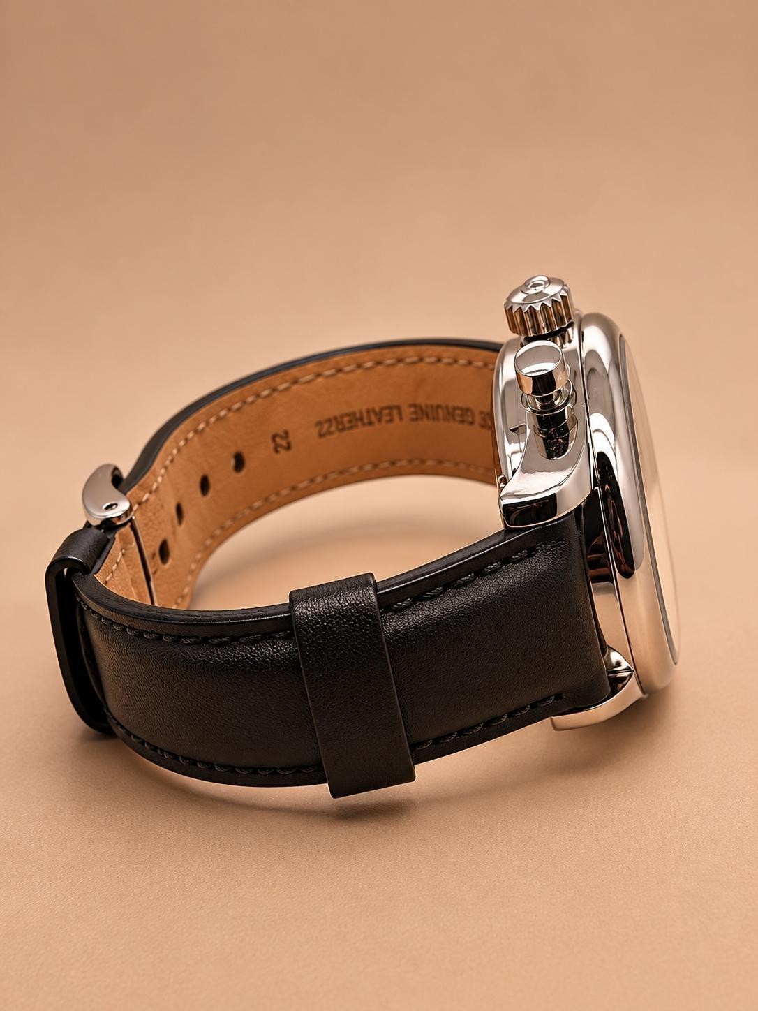Ernst Benz Chronolunar Automatic Black Dial Leather Strap Watch Swiss