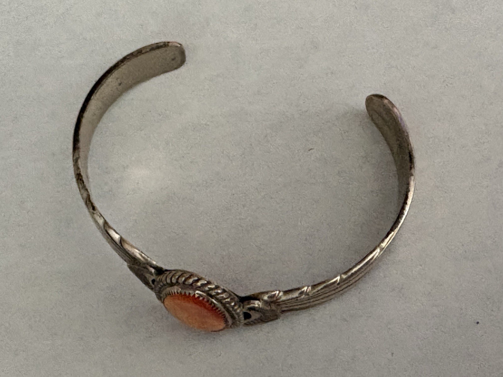 Wilson Begay “WB“ Navajo Sterling Silver Orange Spiny Oyster Cuff Bracelet 27g