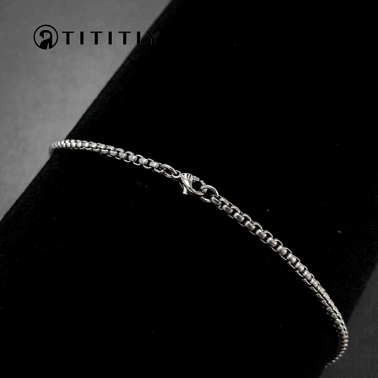 New Pure Titanium 3mm Square Rolo Box Chain Unisex Necklace Anti-allergy 22 inch