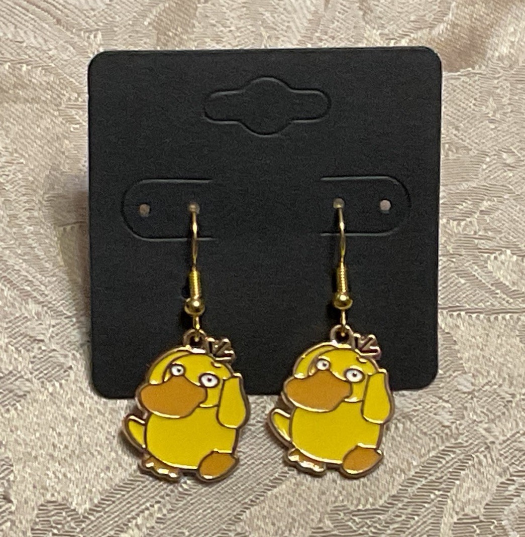 Japanese Anime Psyduck Cartoon Game Enamel Drop Dangle Adorable Earring Set