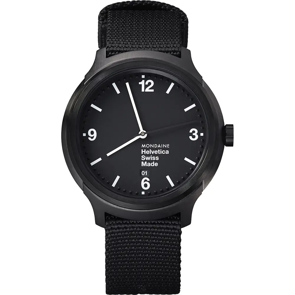 Mondaine Helvetica No1 Bold Steel Black Dial Mens Quartz Watch MH1.B1221.NB