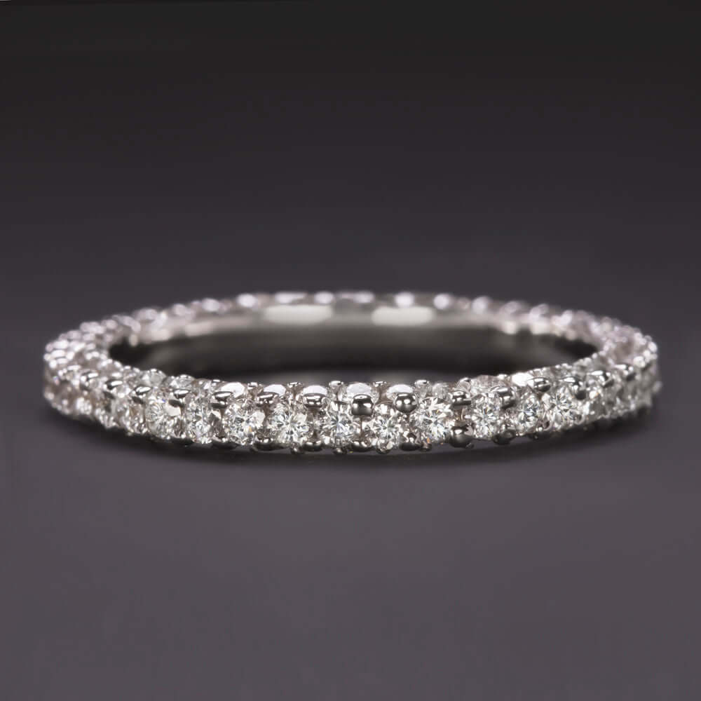 1.4ct VERY GOOD CUT DIAMOND WEDDING BAND THREE SIDED ETERNITY RING ROUND NATURAL