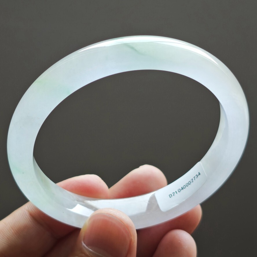 61mm Natural Icy Green Jadeite Jade Bracelet Burma Jadeite Jade Big Bangle 3110