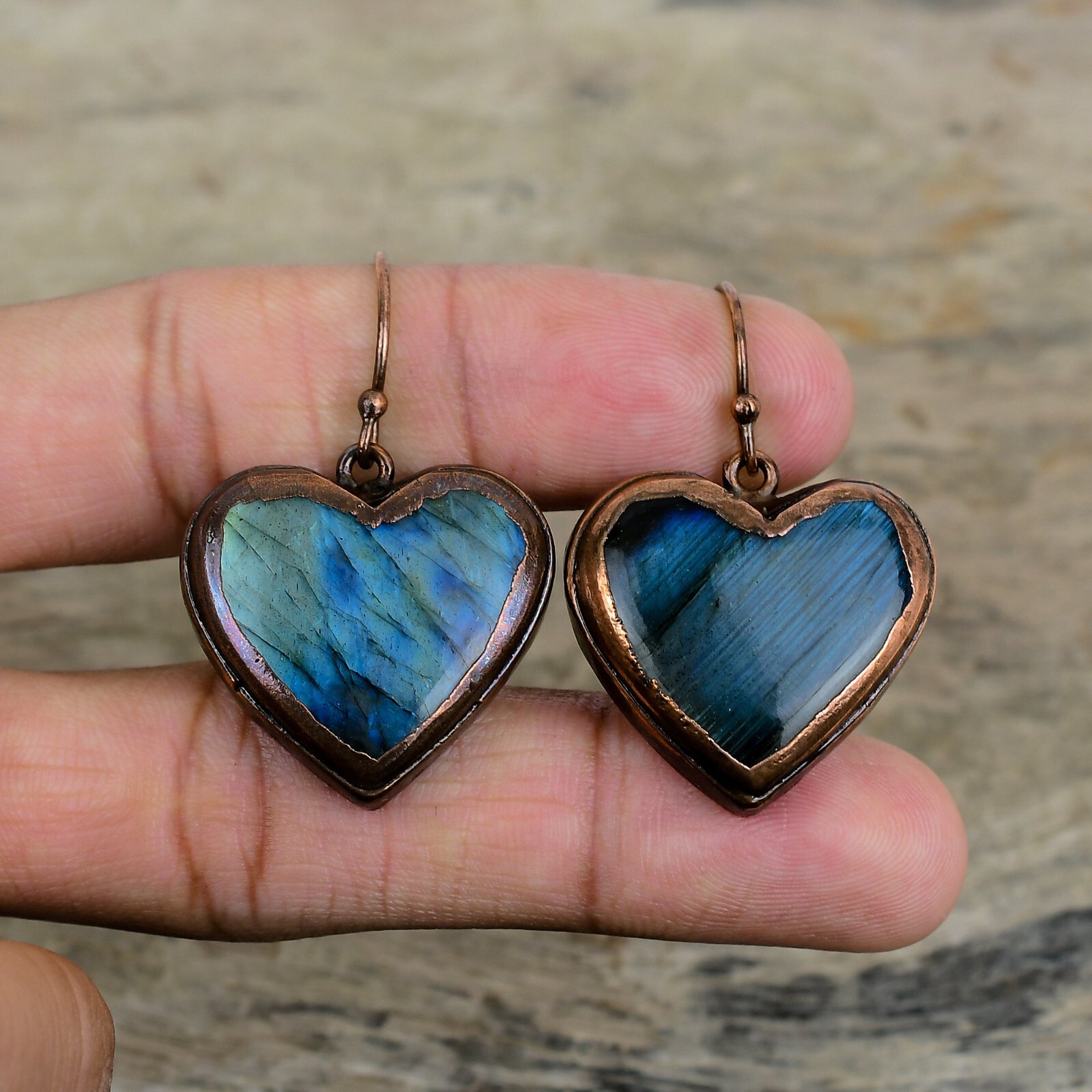 Labradorite Electroformed Drop/Dangle Earrings Copper Jewelry For Girls 1.73″