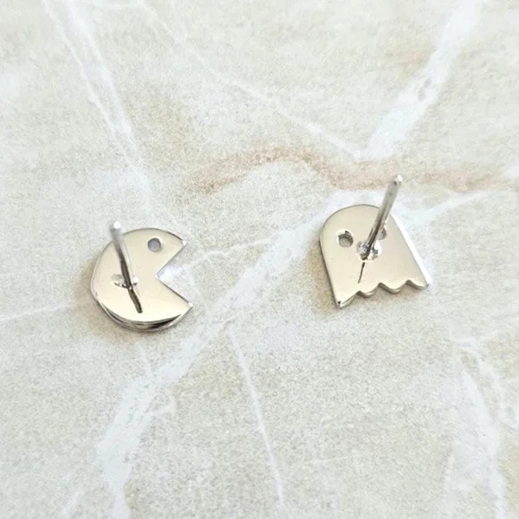 Pac Man Earrings Sterling Silver Video Game Lover Gift Birthday Gift Present Her