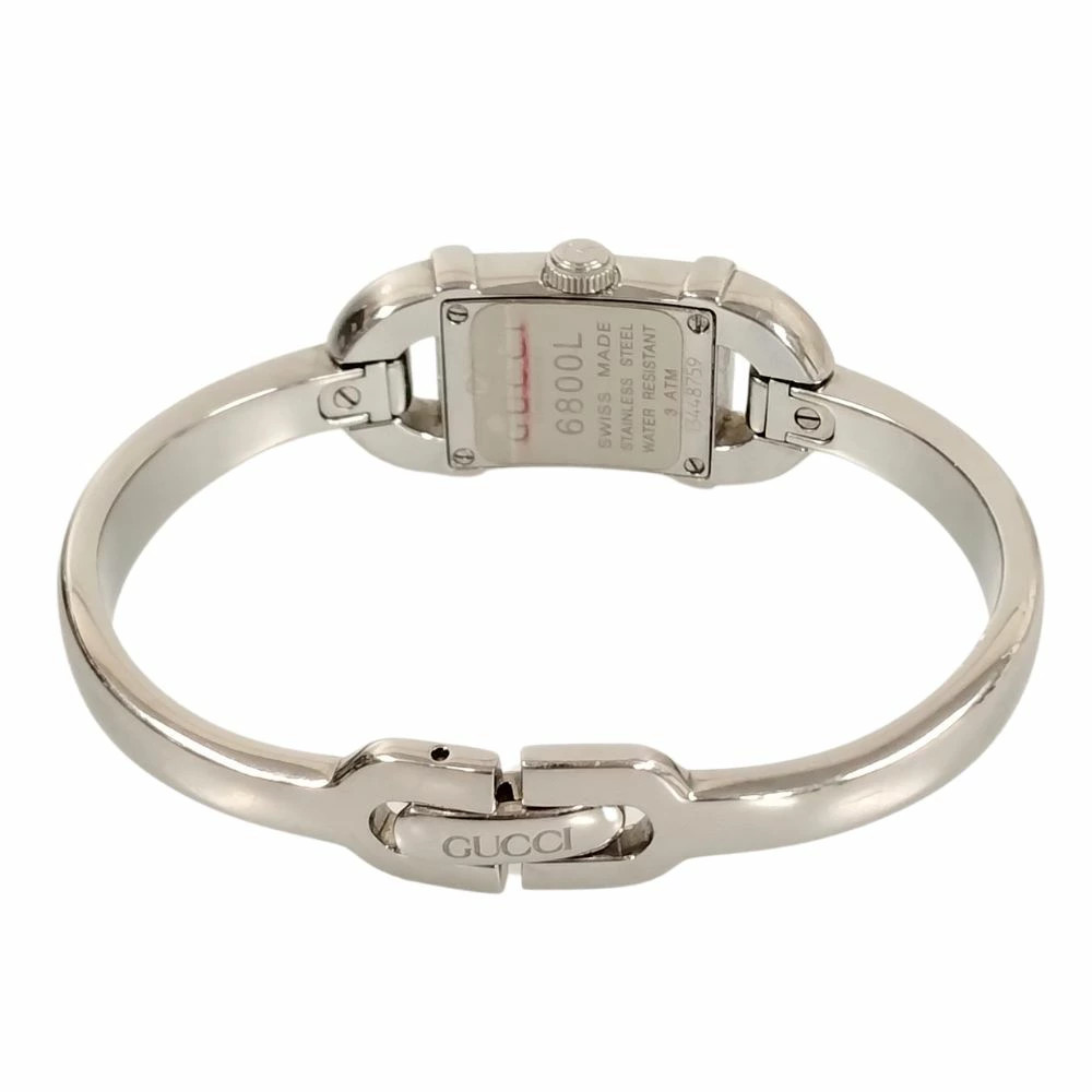 Gucci 6800L shell dial quartz bangle watch ladies wristwatch silver C345 used