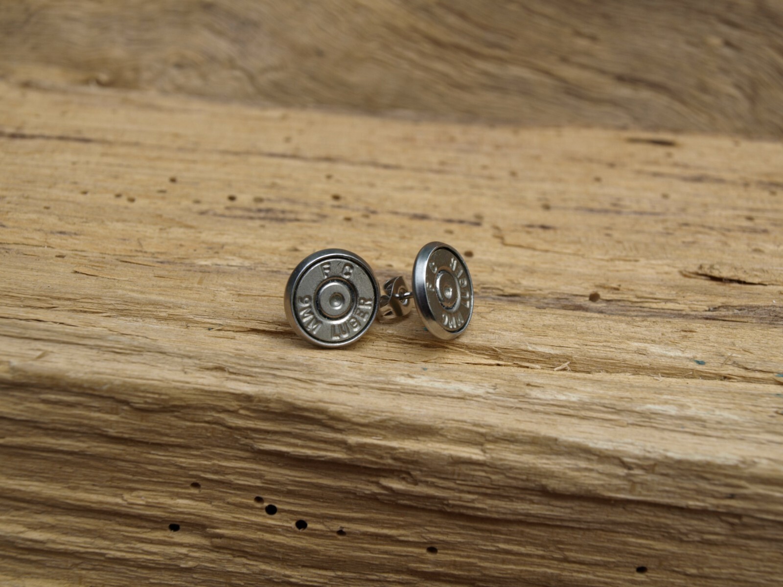 Stainless Steel Bullet Stud Earrings. Optional Glass Crystal.