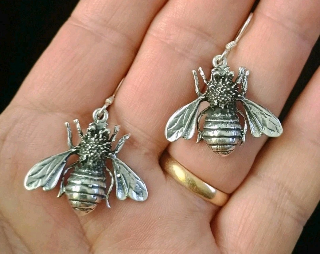 Taxco Bumblebee Honey Bee Insect Dangle Earrings 9.5+g 925 Sterling Silver