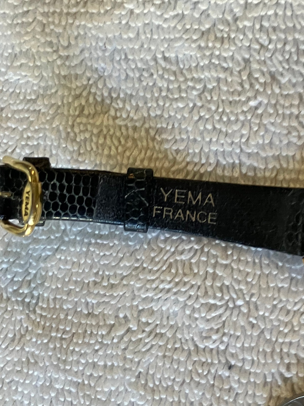 Vintage Yema Paris Quartz Watch Gold Plated Case With Black Strap