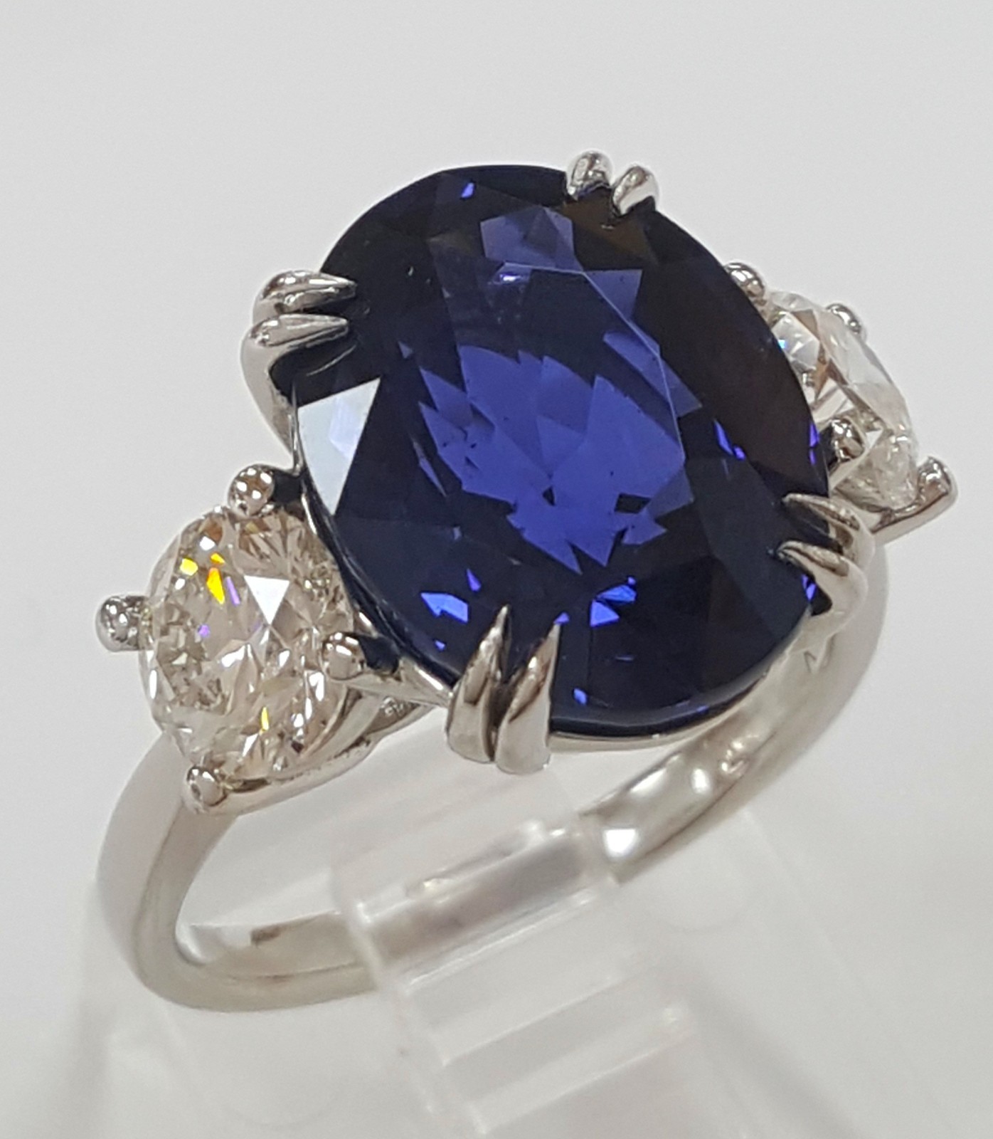 No Heat Sapphire Diamond Three-Stone Ring 10.38 ct Platinum Retail $275K