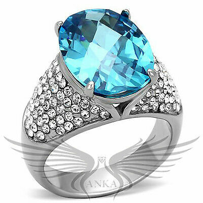 Brilliant 9.3Ct Oval Synthetic Glass Engagement Ring 5 6 7 8 9 10 Tk1238