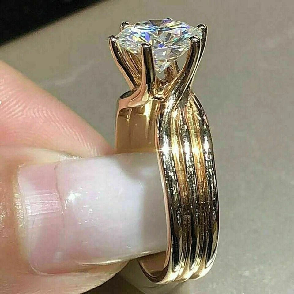 3ct Round Cut Lab Created Diamond Engagement Ring 14k Yellow Gold Finish