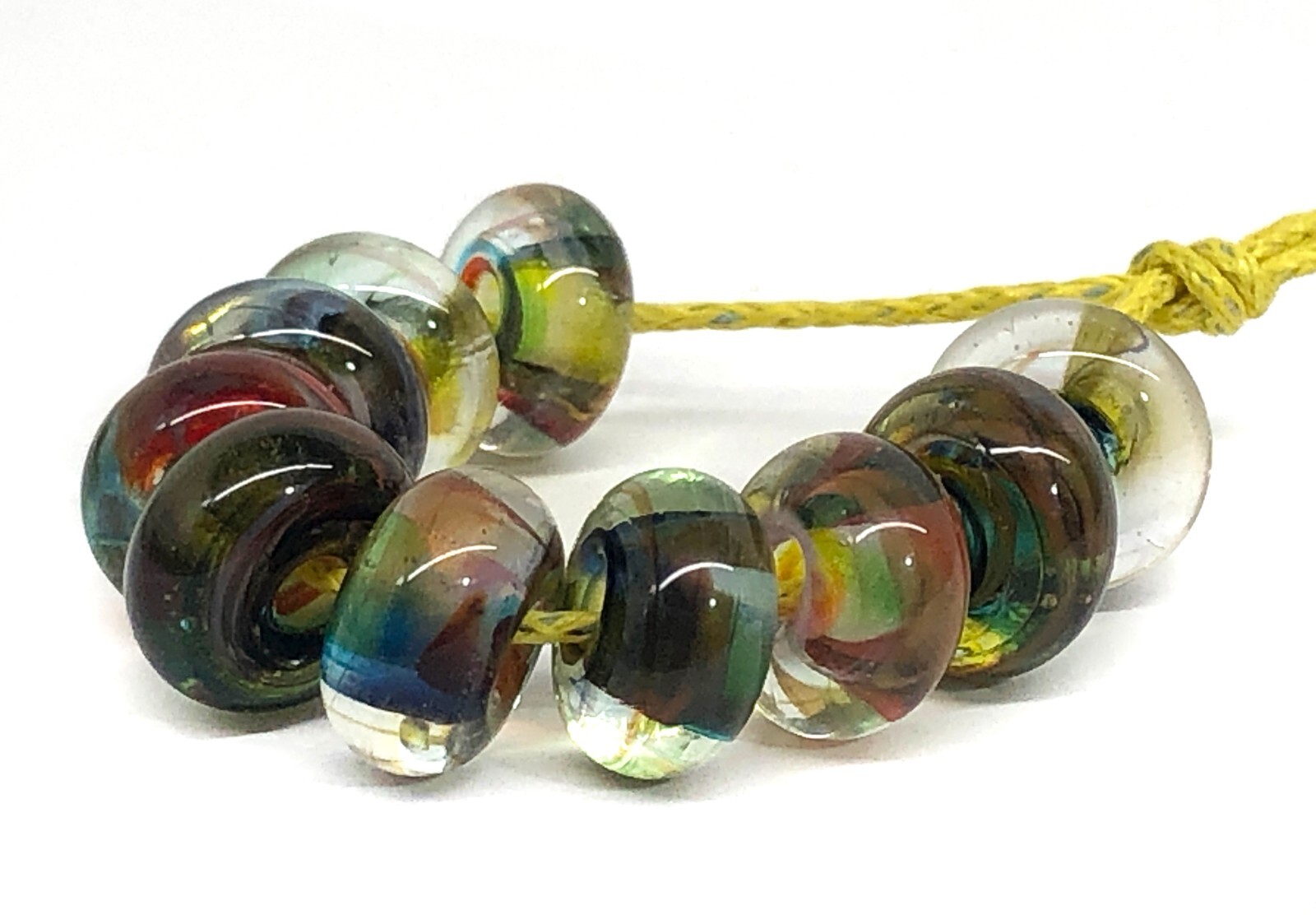 Handmade Lampwork Glass Beads From Murano OOAK Tamara Yarilo Brand 10 Pcs