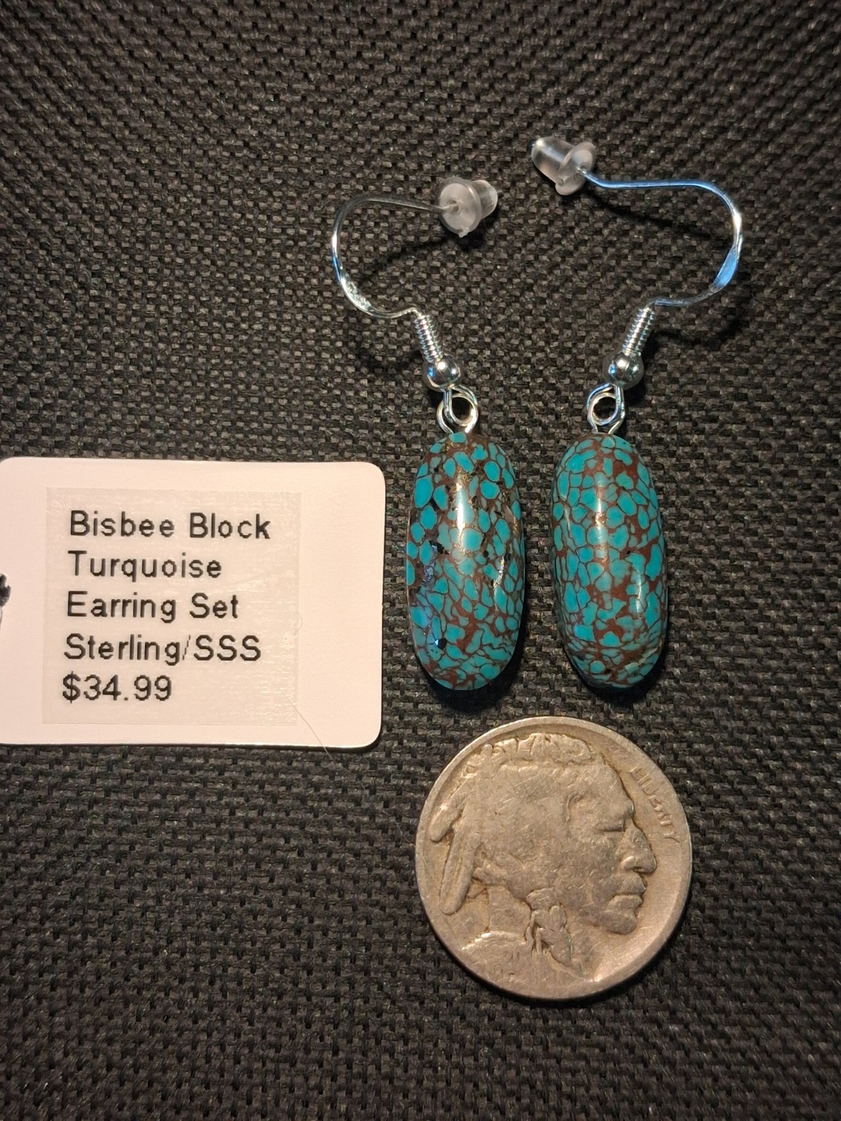 Beautiful Bisbee Pyrite Block Earrings With Silver Plated Sugical SS Hook
