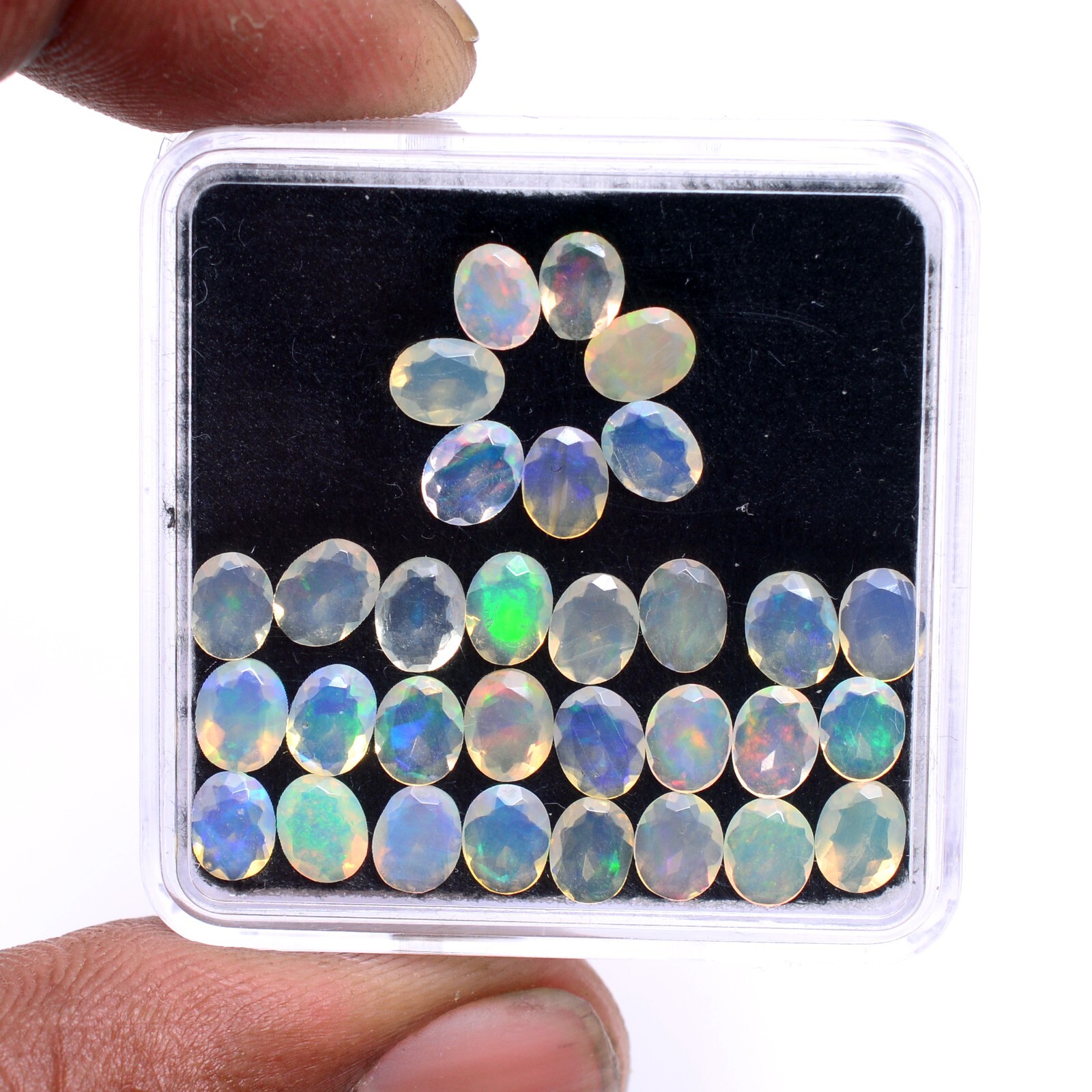 Set Of 31 Pcs Natural Ethiopian Opal Untreated 5mmx4mm Oval Cut Loose Gemstones