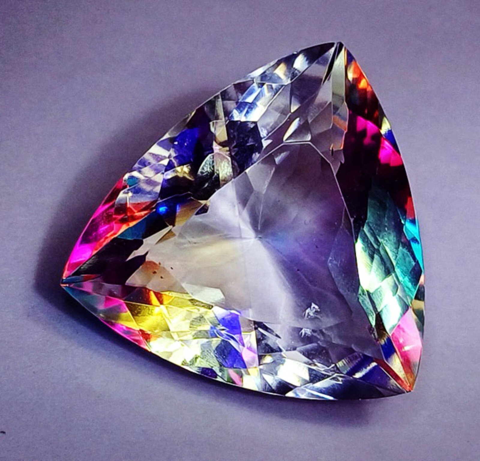 Certified Mystic Quartz Trillion Shape Loose Gemstone 55.00 Ct With Free Gift