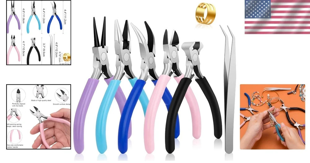 Jewelry Pliers Tool Set 5 Pack Complete Jewelry Making Kit for Crafting Repair