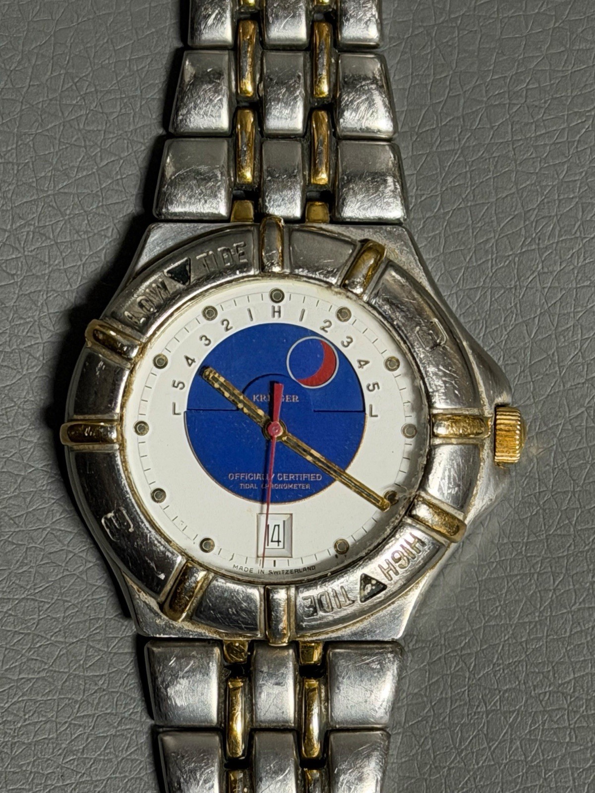 Krieger Tidal Chronometer 7 Jewels Swiss Quartz Men’s Watch- Working