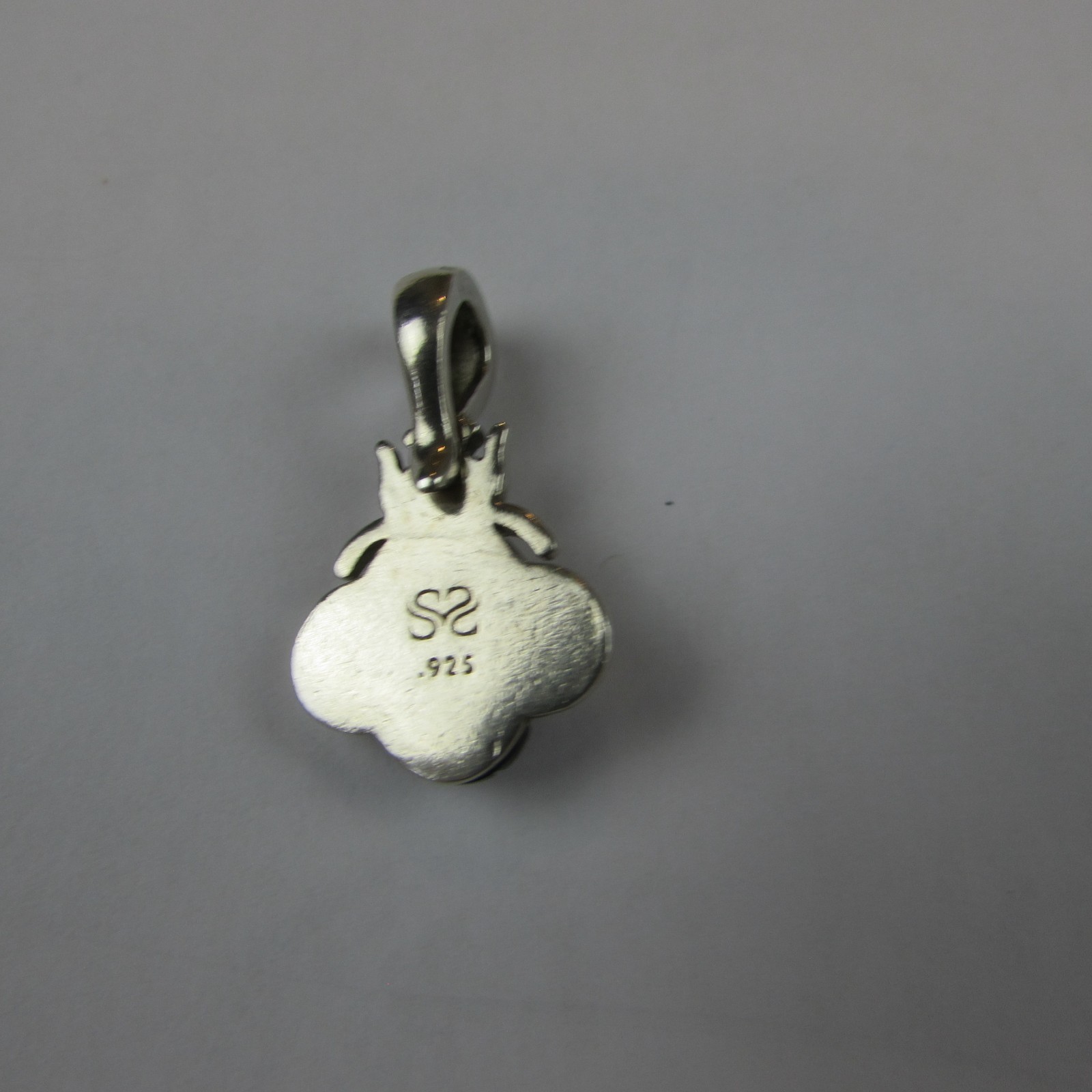 Slane & Slane Sterling Silver Onyx and Diamond Eye Bee Pendant Hinged Bail
