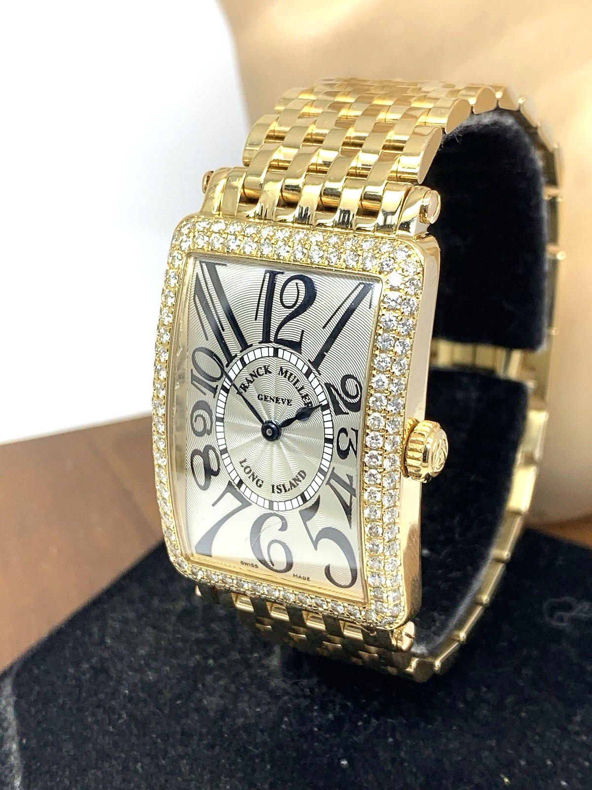 Franck Muller Long Island Womens Watch 18k Yellow Gold Diamond Swiss Quartz Tank