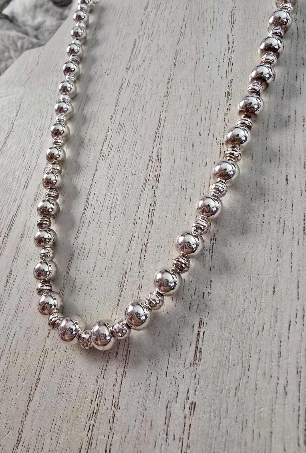 Ross Simons Sterling silver 2 size beaded ball chain Necklace 18″-20″