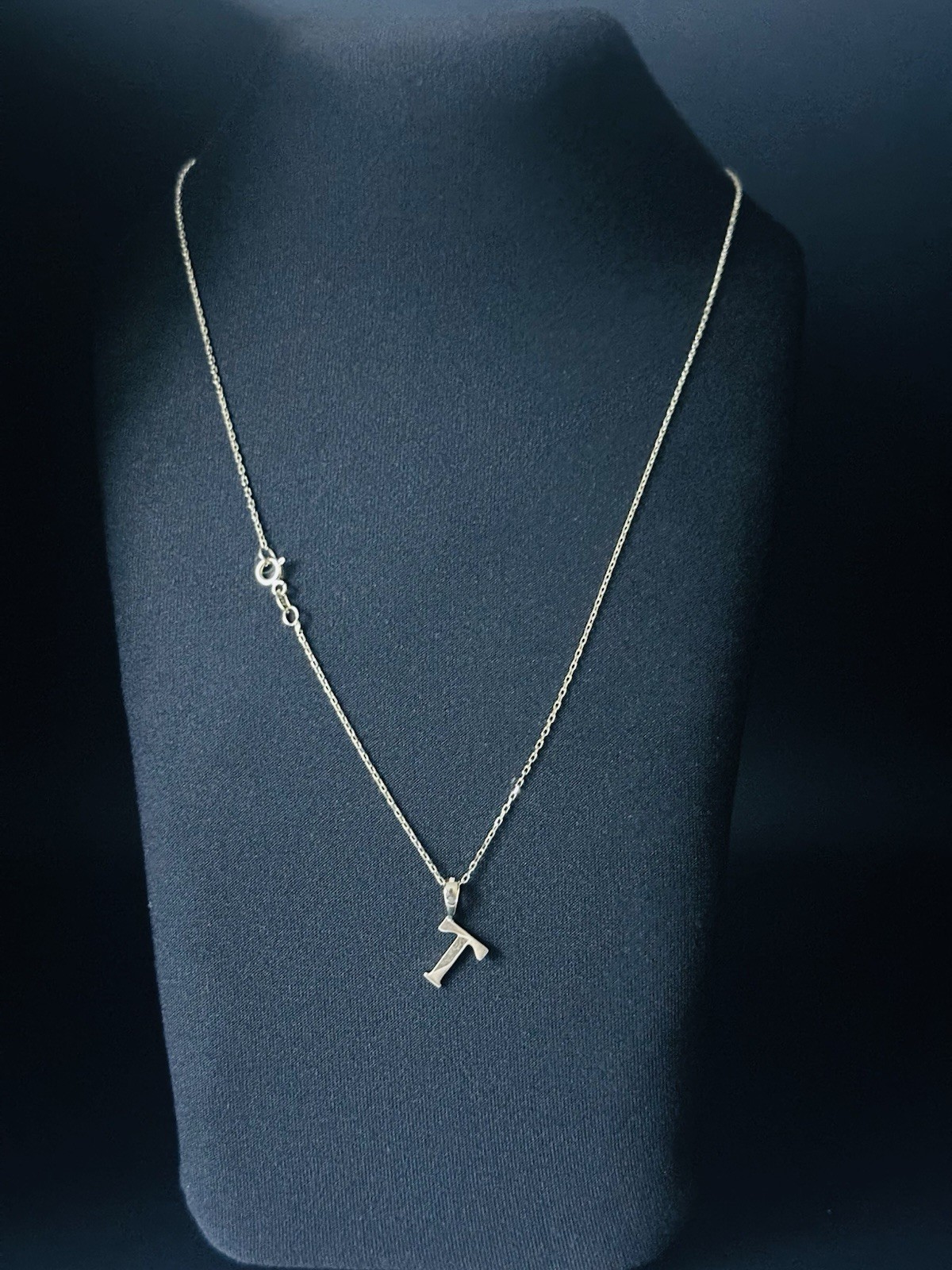 14K Solid Gold T Initial Necklace 1.95g 585 Yellow Gold Letter Pendant Chain