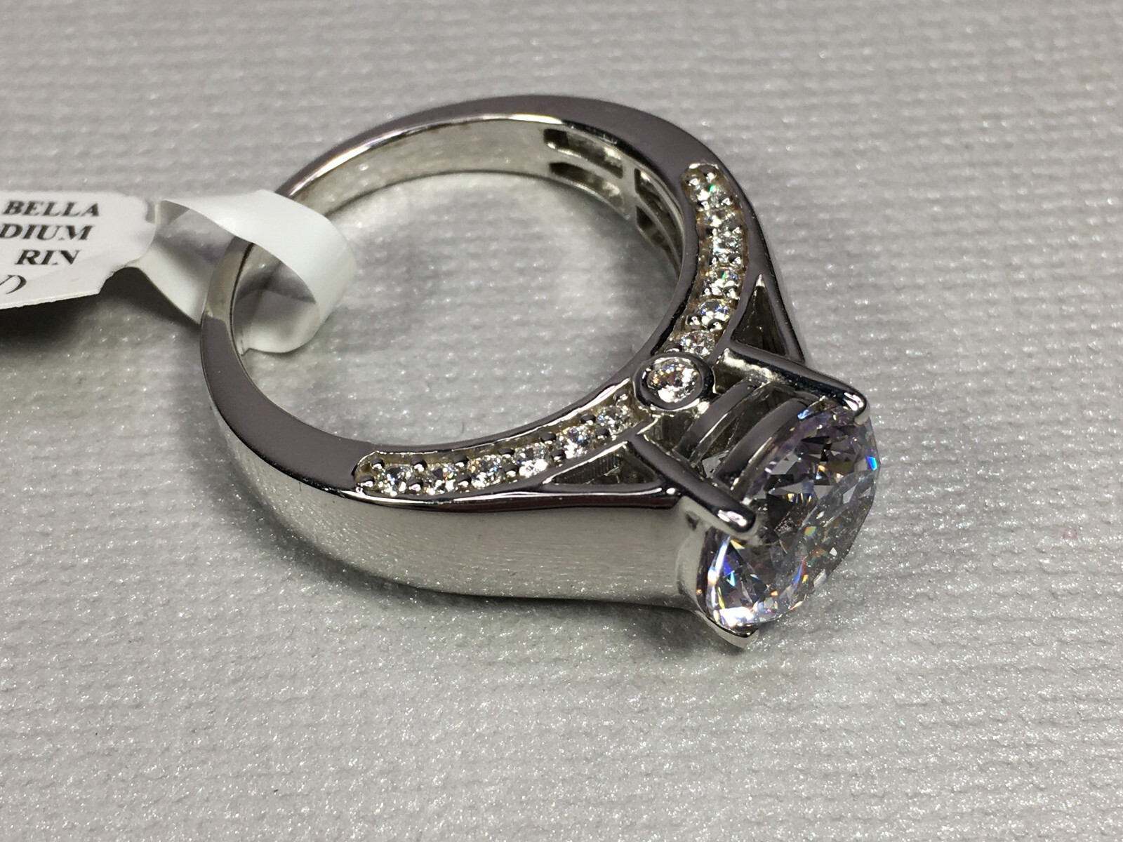 CHARLES WINSTON BELLA LUCE 7.83 CTW ZIRCONIA RHODIUM OVER STERLING RING SIZE 9