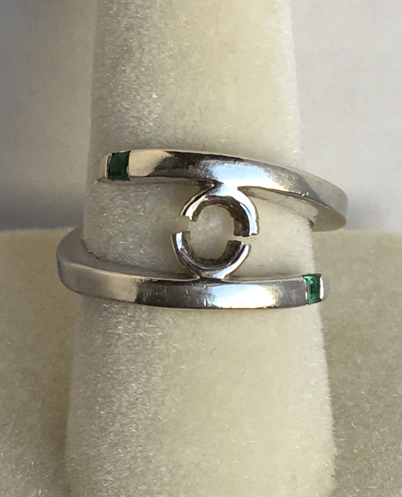 14K Solid White Gold 5g Custom Emerald Ring Remount Setting Size 5.5 Handmade