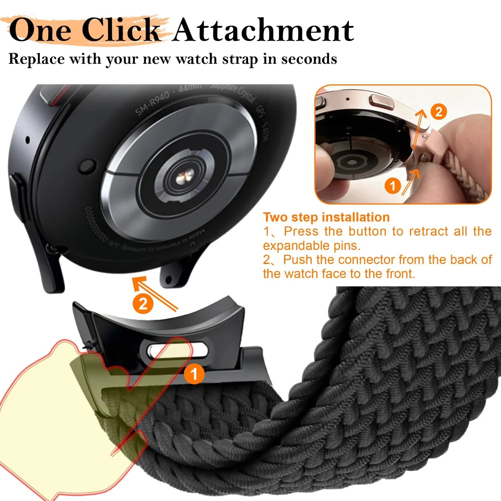 Magnetic Braided Strap Compatible With Samsung Galaxy Watch 7 6 5 4 Pro