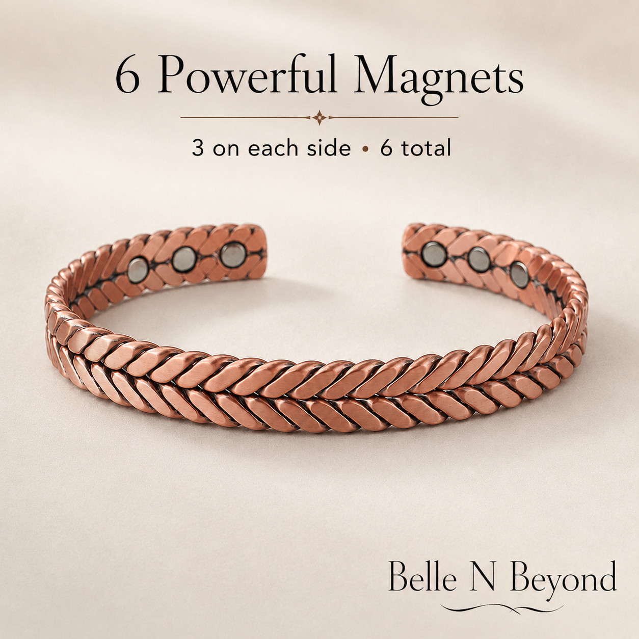 Pure Copper Magnetic Bracelet Adjustable Braided Cuff 6 Magnets Unisex