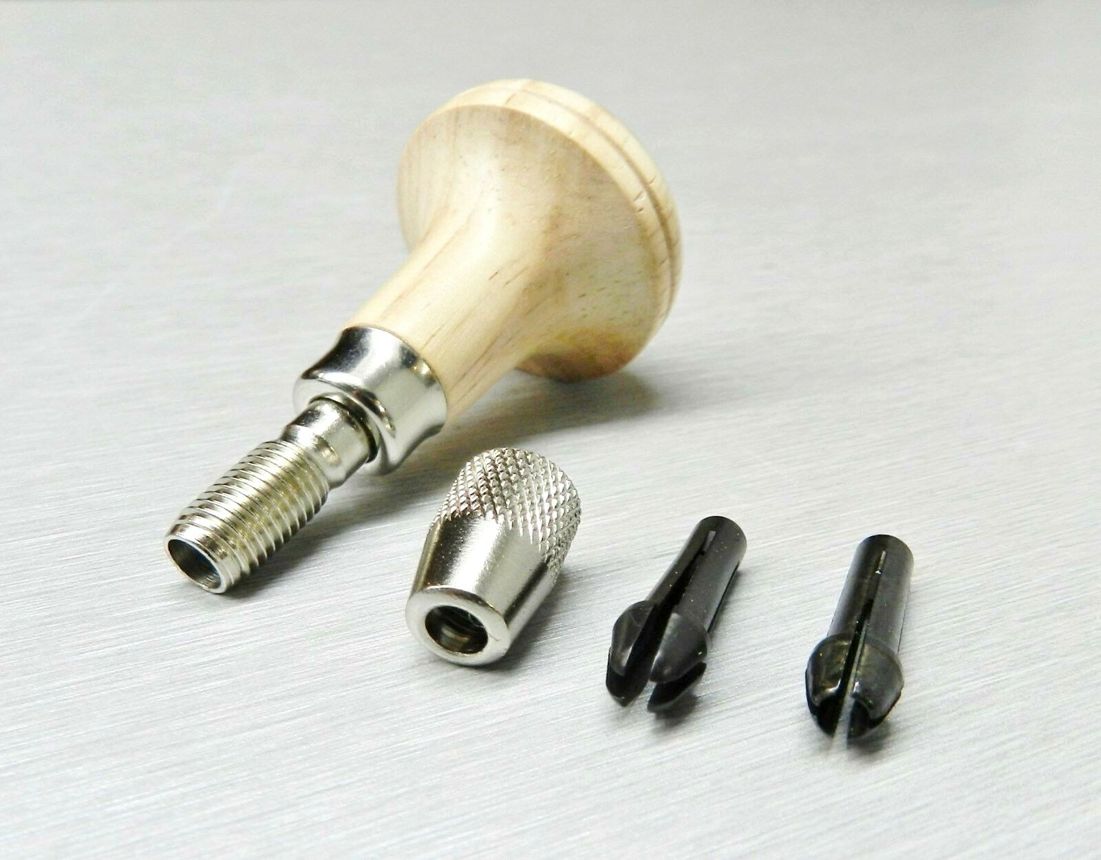 Hand Chuck Wooden Mushroom Wood Handle Pin Vise Tool 2 Collets Hold 0-1/8″ JTS