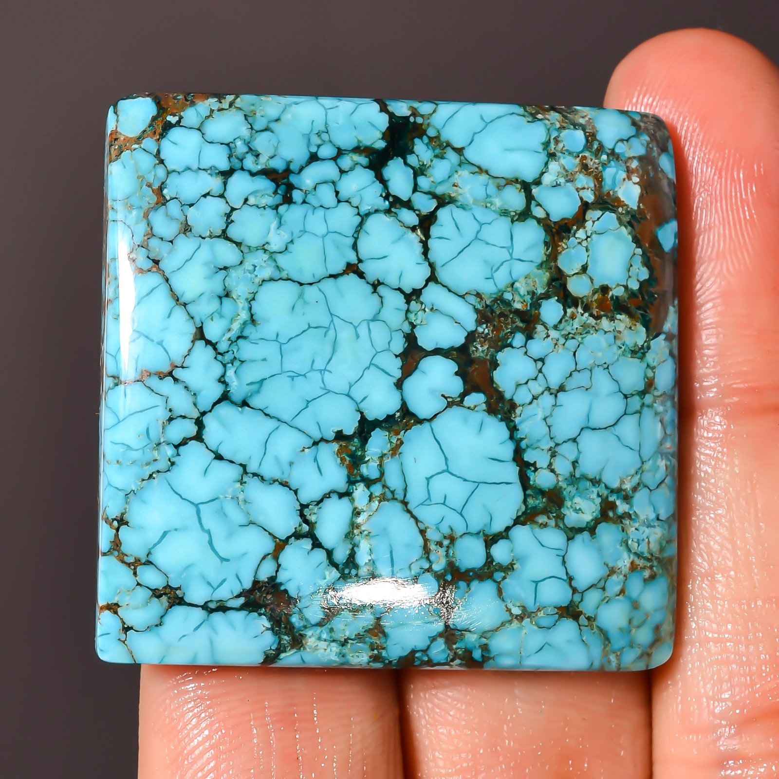Tibet Turquoise 108.55Ct Cushion Shape Cabochon Natural 35x36x7mm Loose Gemstone