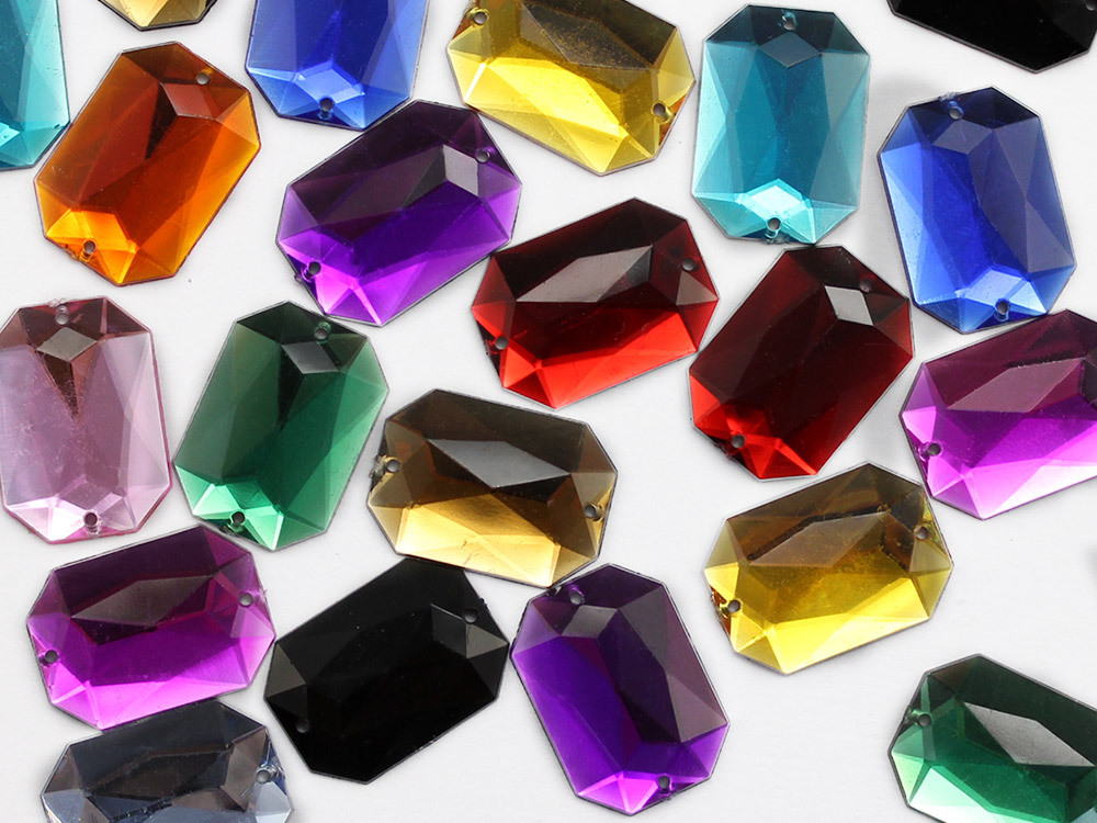 25x18mm Octagon Flat Back Sew On Beads for Crafts – 20 Pieces – 13 Colors