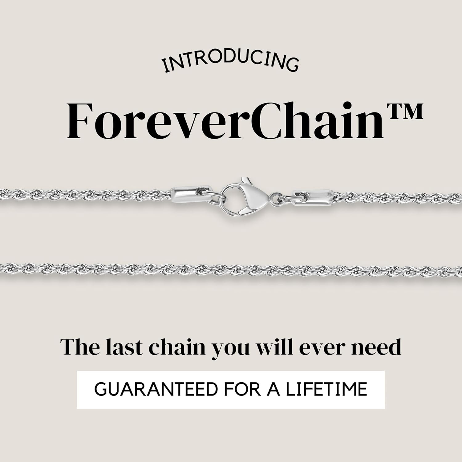 White Gold Rope Chain Necklace for Women 2Mm Plated Stainless Steel | 2Mm, 16-30