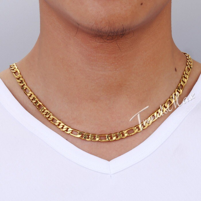 6MM 22″ MENS Boys Yellow Gold Filled Figaro Chain Necklace Fashion New Gift