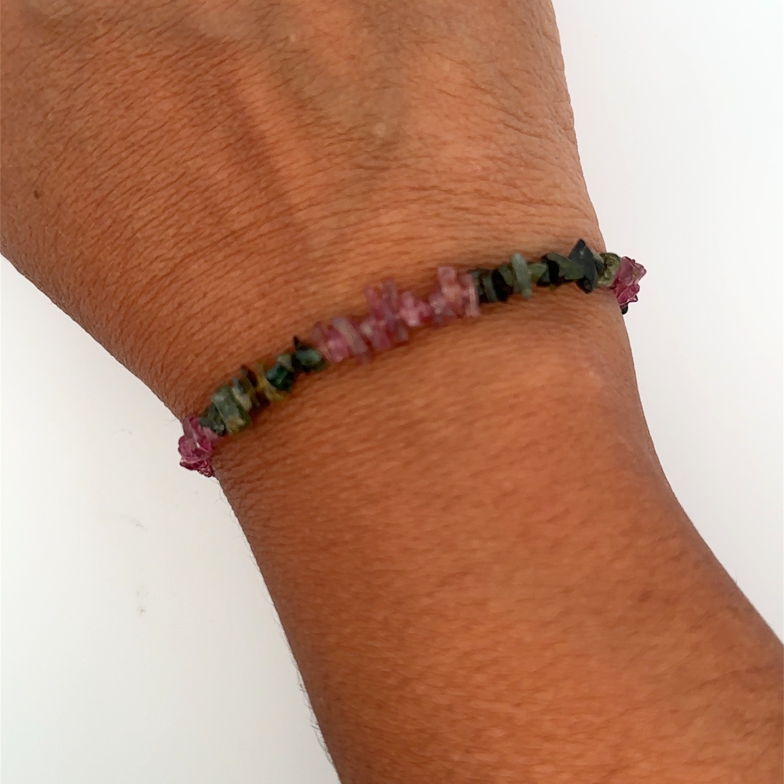 Sterling Silver Tourmaline Chip Bracelet Pink And Green (7 – 8 Inch Adjustable)