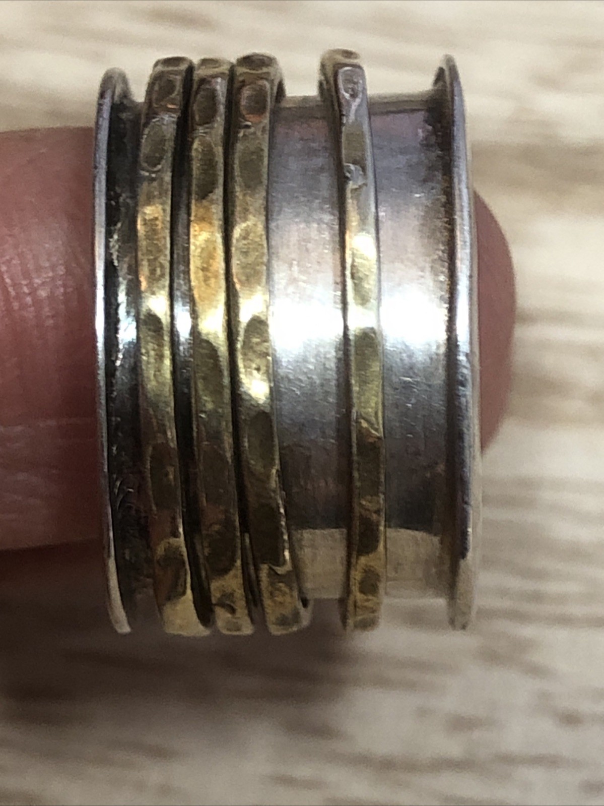 b45. 925 Sterling Vintage Spinner Meditation Fidget 13.9mm wide Band Ring 6.75-7