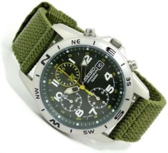 SEIKO Military Chronograph Watch SND377R SND377P2 Khaki Green Brand New