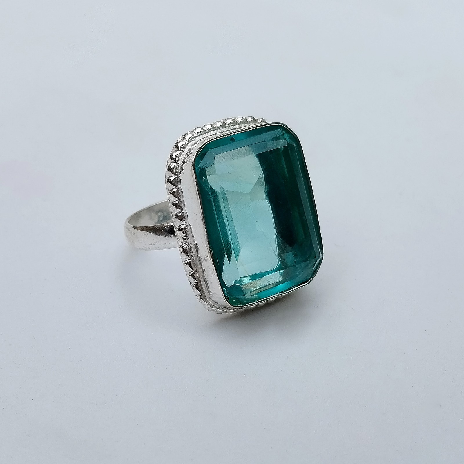 Aquamarine Gemstone 925 Sterling Silver Ring Handmade Jewelry Gift For Her