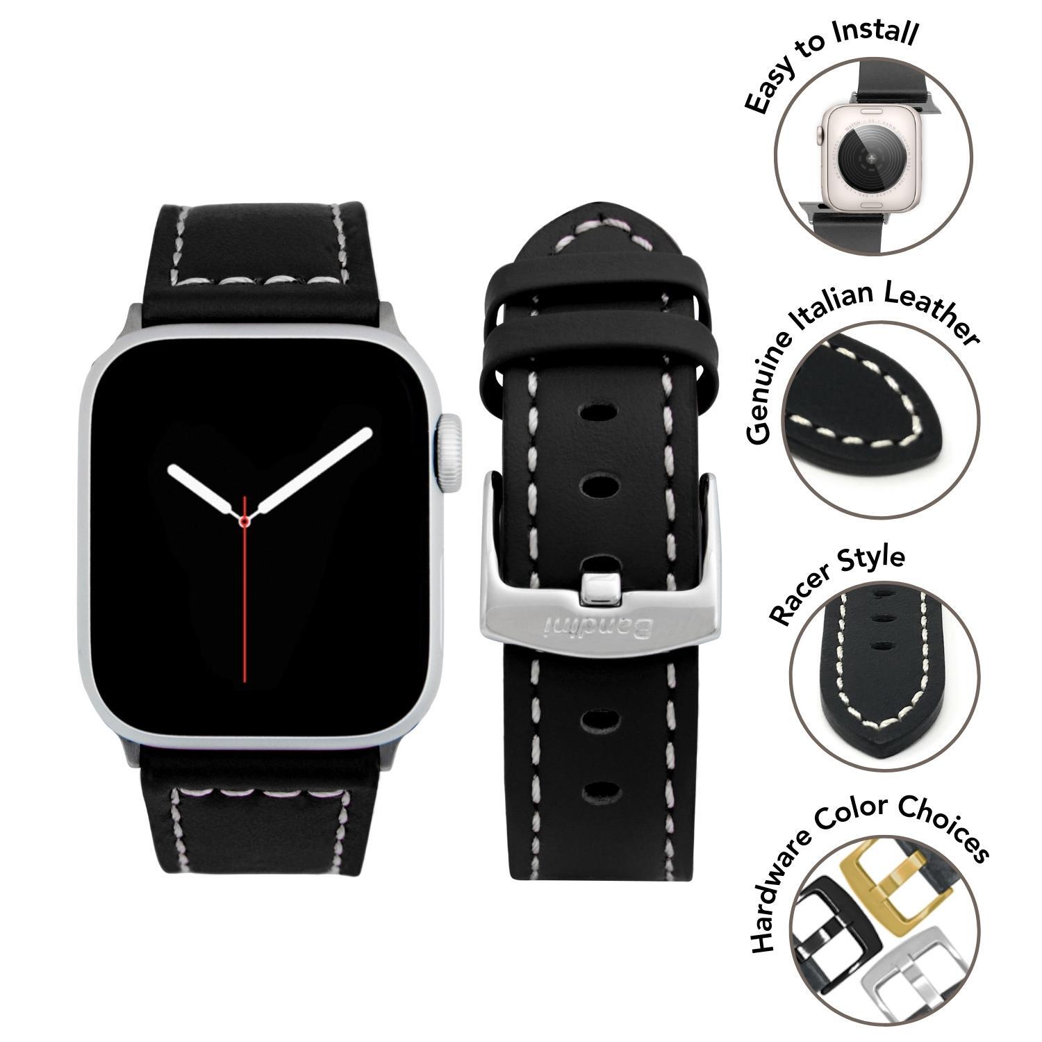 Mens Racer for Apple Watch Leather Band Series 9 8 7 6 5 3 Ultra 49 45 44 42 41