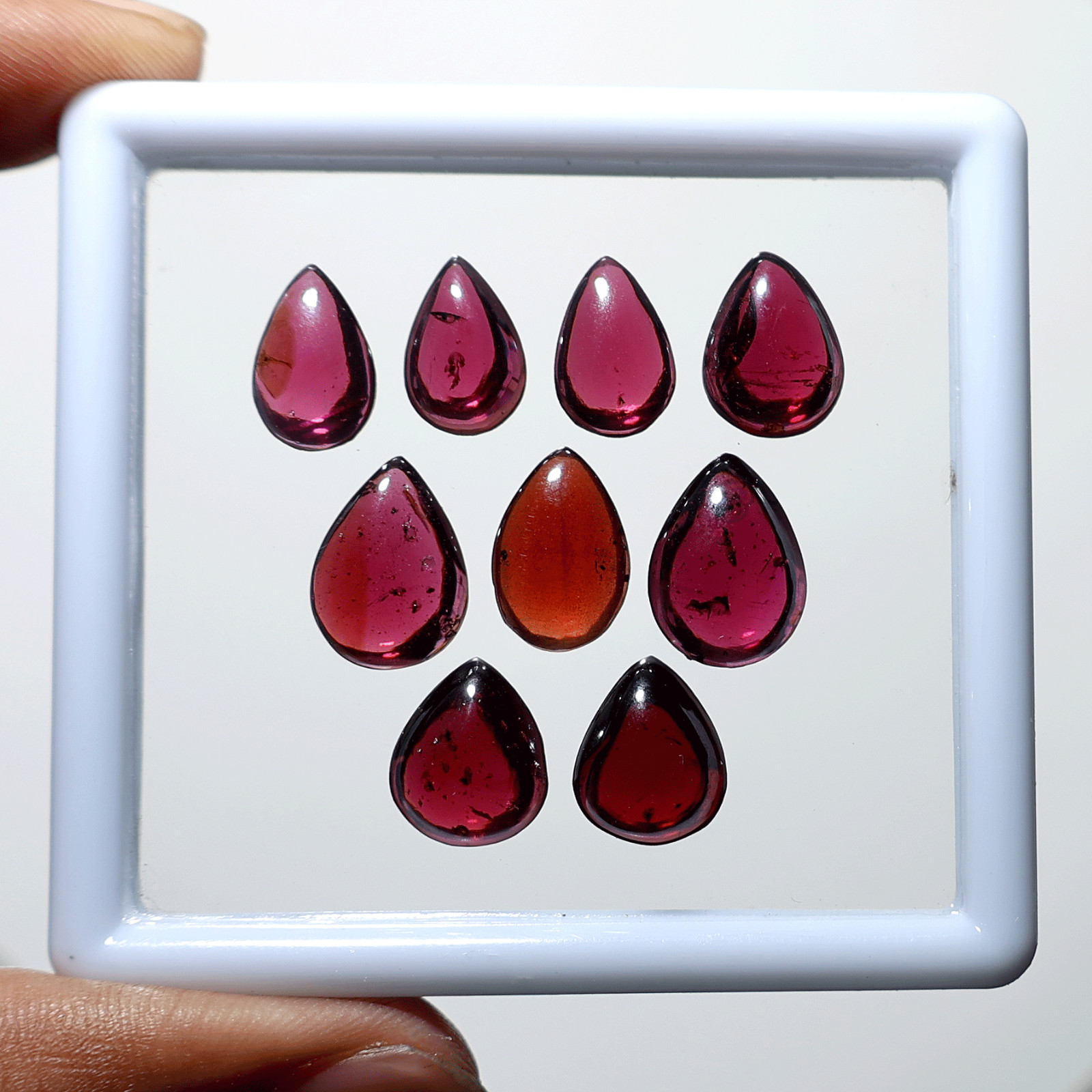 Crimson Teardrops~ 9 PC Natural Rhodonite Garnet 11.8mm-14mm Cabochon Gemstones
