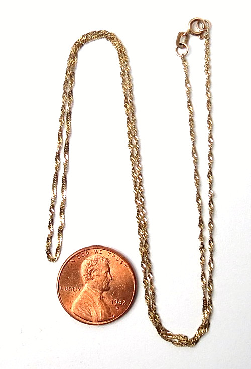10K SOLID YELLOW GOLD “OR” NECKLACE THIN CHAIN 18″ LONG 1.0 GRAM hi