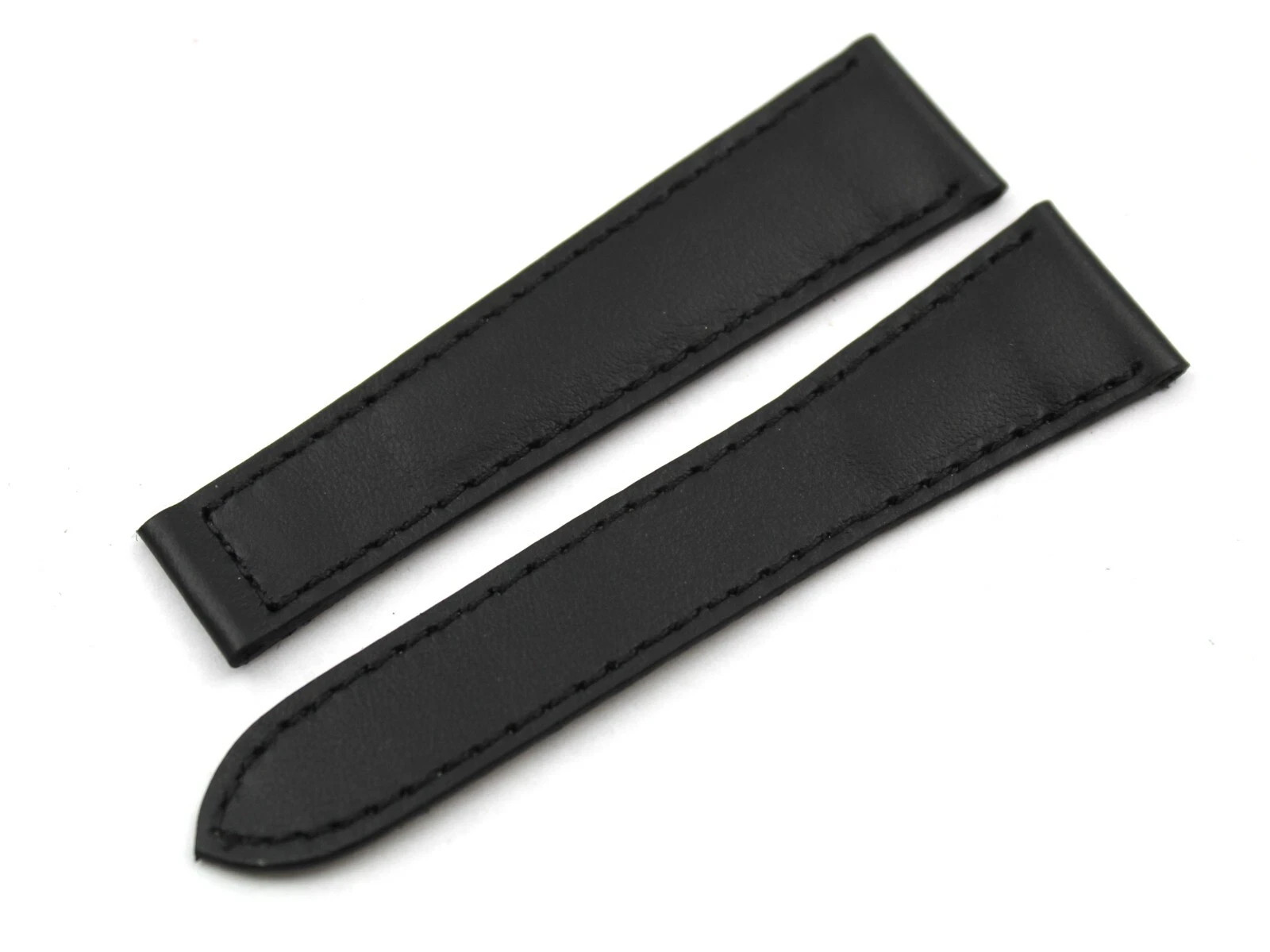Genuine Black Leather Strap 19/14mm Handmade Made Italy Deployant High Quality