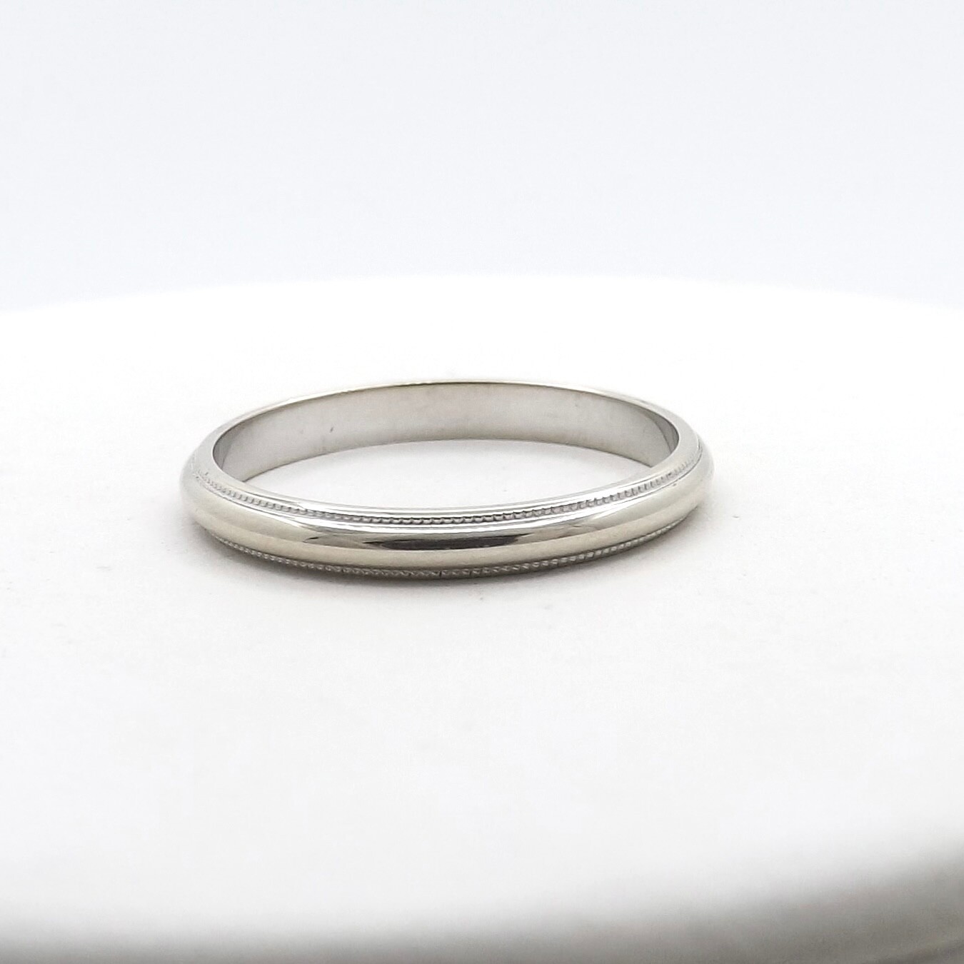 Art Carved 14k White Gold Milgrain Edge Wedding Band Ring sz7 New