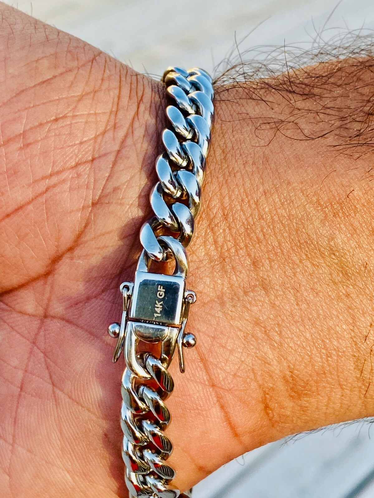 Solid 14K Rhodium GOLD FINISH Miami Cubn Link Chain Cuban