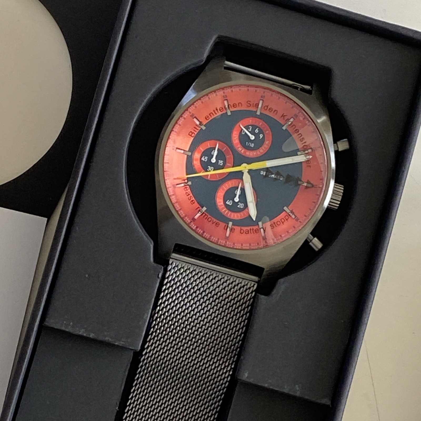DETOMASO D10 CHRONOGRAPH GREY ORANGE 43mm MSRP £279 brand new with box & papers