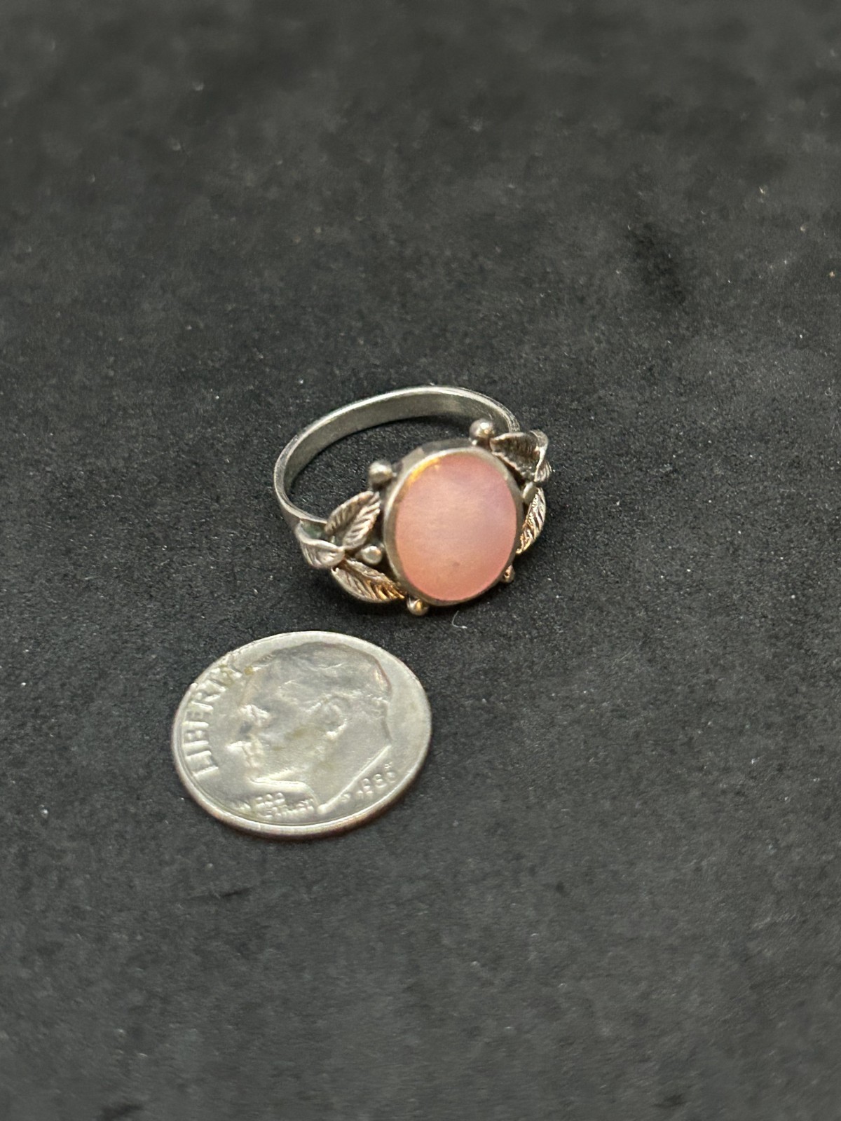 925 Sterling MOP Floral Navajo Design Ring 13.4mm Sz 6.5 – 3.56g