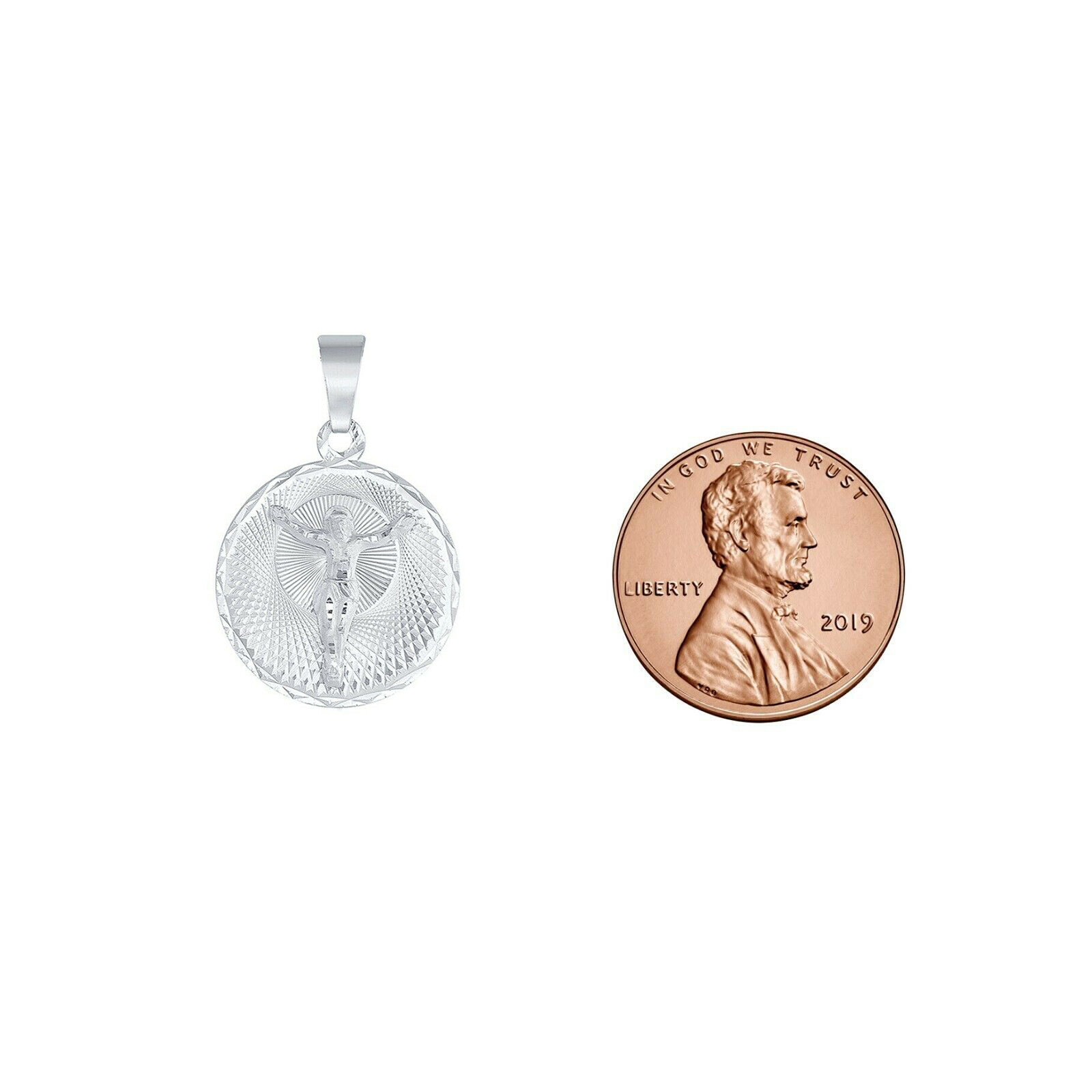 925 Sterling Silver Crossless Jesus Christ 16mm Pendant Charm with Box Necklace